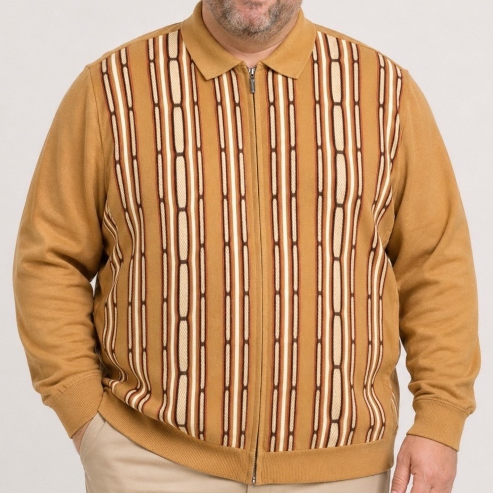 SilverSilk Cardigan Sweater‎ Jacket Men's 4xl Full Zip Horn Buttons Long Sleeve